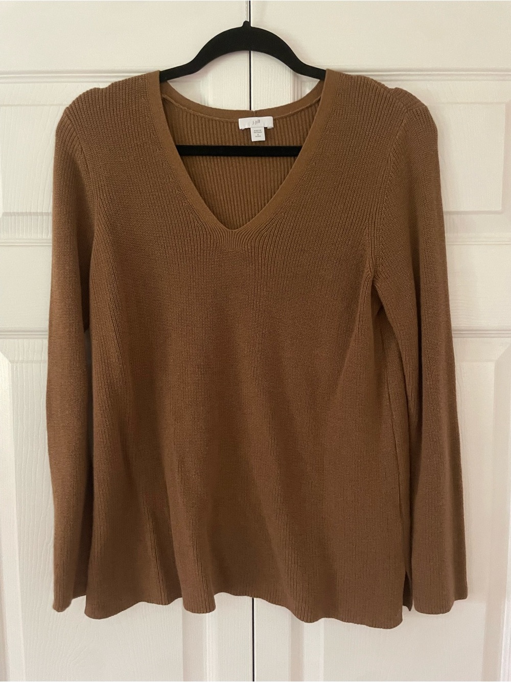 J. Jill Ribbed V-Neck Sweater in Camel